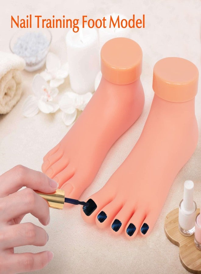 krofaue Practice Fake Foot Model 1 Pair Flexible Soft Silicone Prosthetic Manicure Tool for Nail Tips Art Training - Image 3